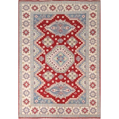 Traditional Red Kazak Area Rug Hand-Knotted Wool Carpet - 6'8" x 9'6"