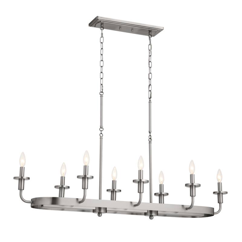 Kichler Lighting Vetivene 48 inch 8-Light Linear Chandelier Classic Pewter with Opal Glass
