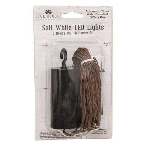 LED Battery Timer Lights Brown Cord 35 Lights