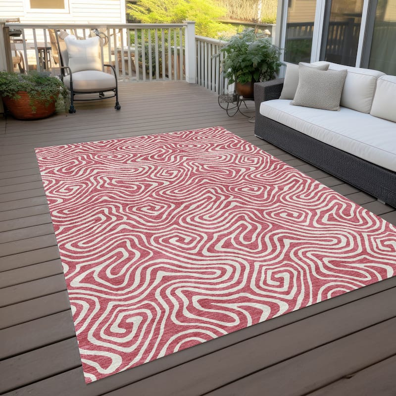 Machine Washable Indoor/ Outdoor Modern Trance Chantille Rug