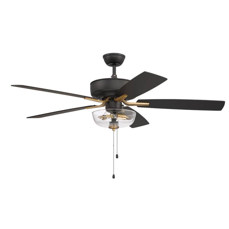 Craftmade 52" Pro Plus 101 Ceiling Fan - 52 - Flat Black/Satin Brass/Black Walnut/Flat Black Blades