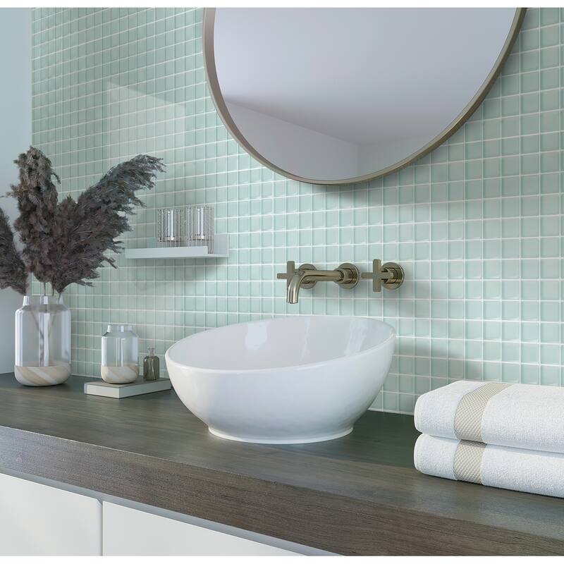 Apollo tile 12" x 12" Colorway Glossy Blizzard Blue Glass Tile (9.67 sq ft/case) - 10 Pack