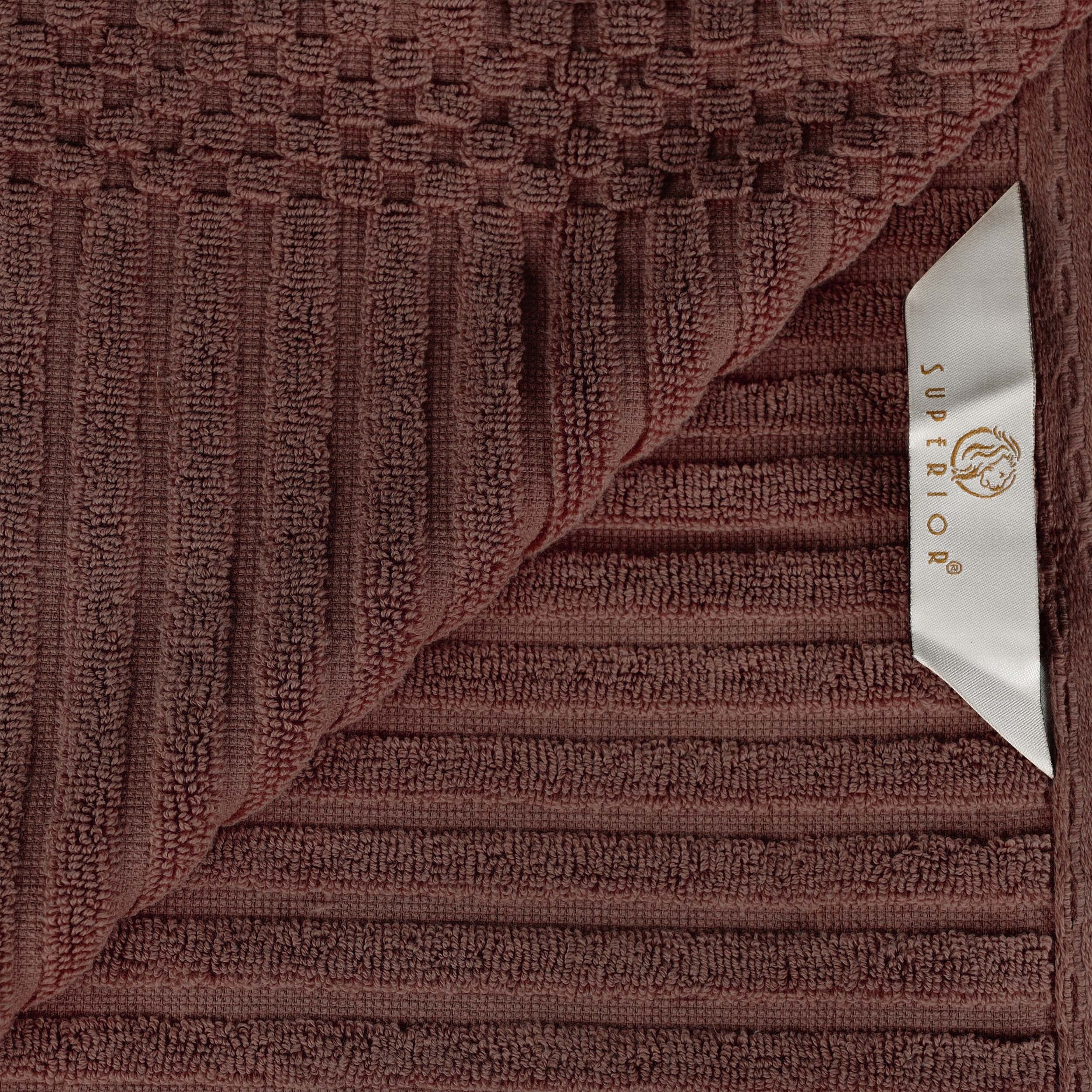 Premium 12-Piece Cotton Towel Set with Solid & Checkered Borders  -image