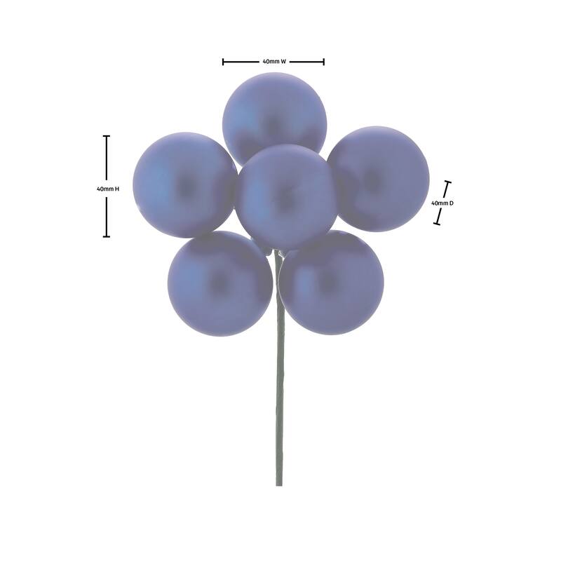 40mm Shatterproof Plastic 6 Bunch Matt Stemball Set of 6