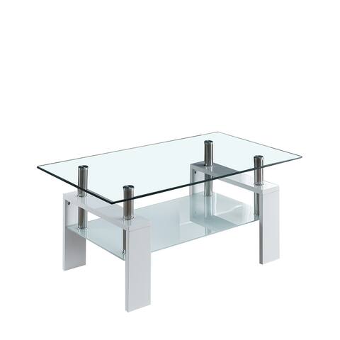 Rectangle Coffee Table, Double Layer Lower Shelf