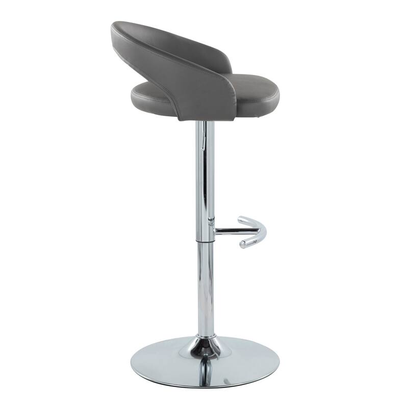 Grotto Upholstered Adjustable Barstool with Chrome Metal - Set Of 3