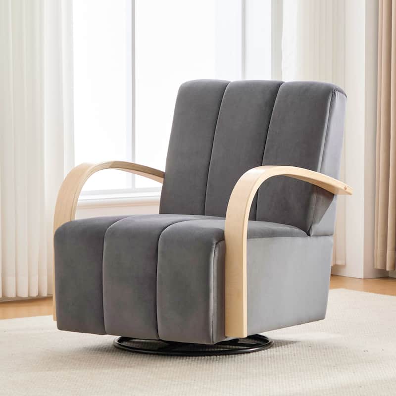 30.7"W 360° Swivel Accent Chair,Modern Upholstered Arm Chair with Metal Base