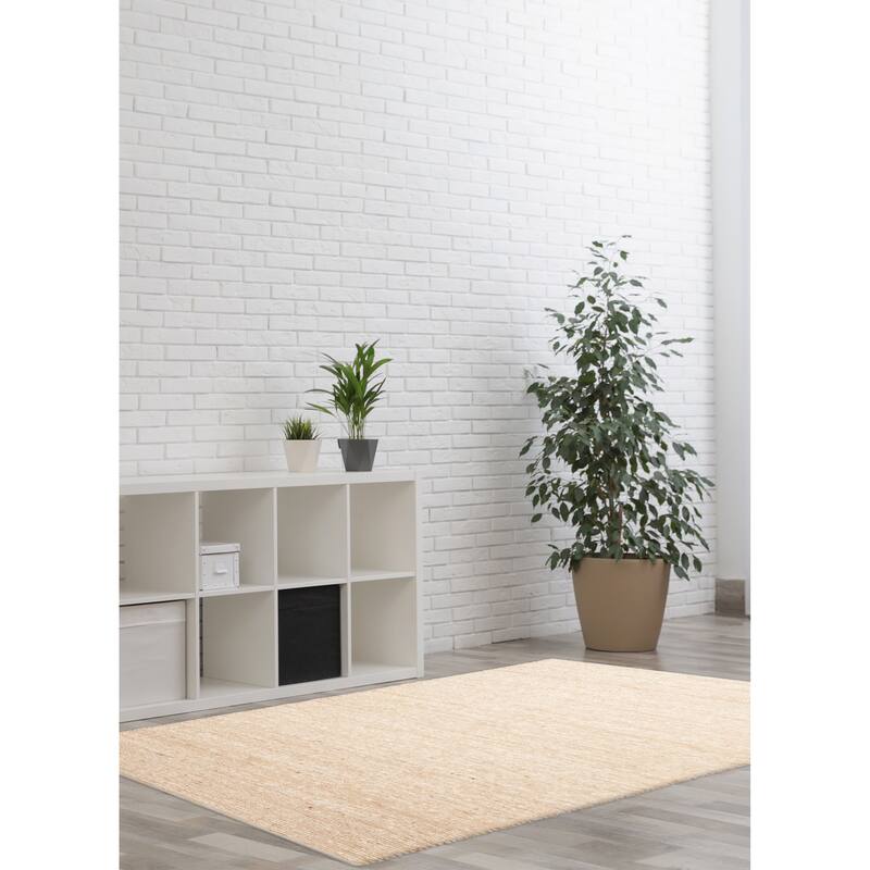 ECARPETGALLERY Braid weave Sienna Tan Wool Rug - 5'0 x 8'1