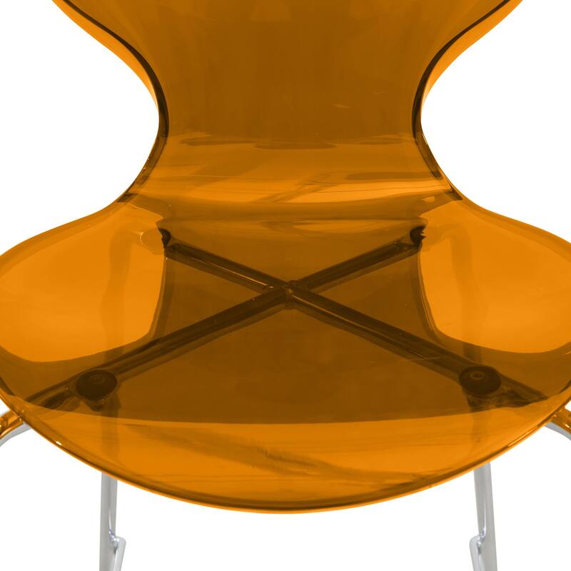 30 in. Seat Height Acrylic Plastic Barstool in Chrome Steel Frame Armless with Footrest