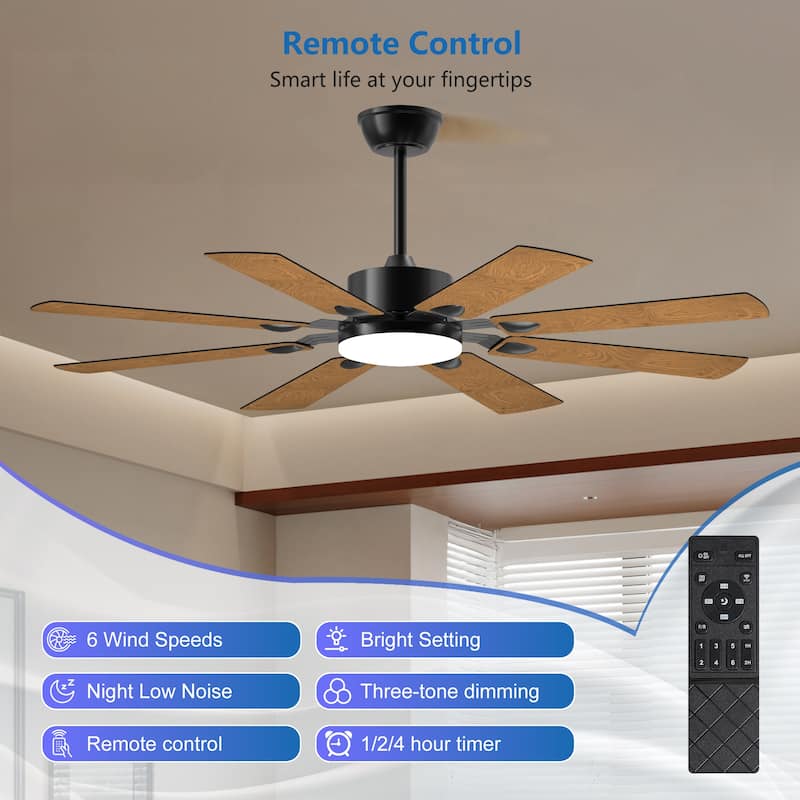 52" Ceiling Fan with Light and Remote