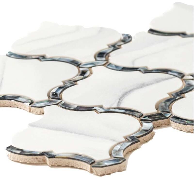 Tahitian Pearl 14in x 14.5in Glass Mosaic Backsplash Wall Tile