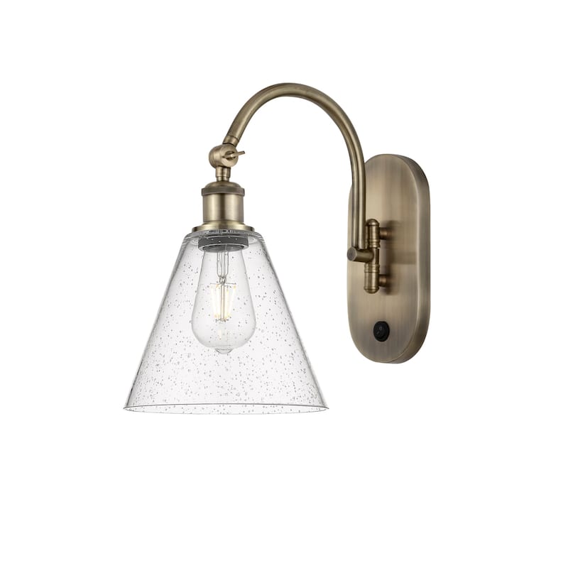 Innovations Lighting 518-1W-14-8 Berkshire Sconce Berkshire 14" Tall - Antique Brass / Seedy