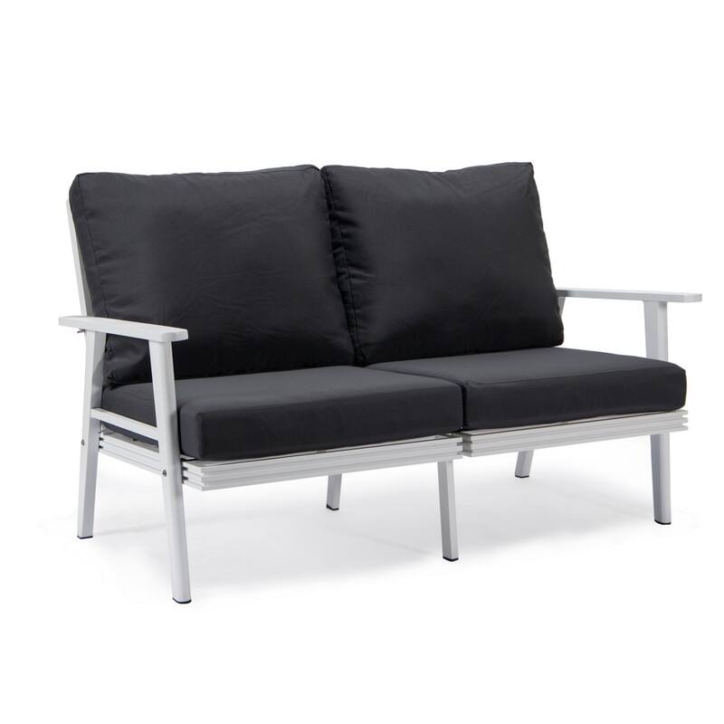 Walbrooke Polyester Upholstered Aluminum Frame Outdoor Loveseat with Powder-Coated Finish and Removable Cushion Covers - 56.69 - Charcoal