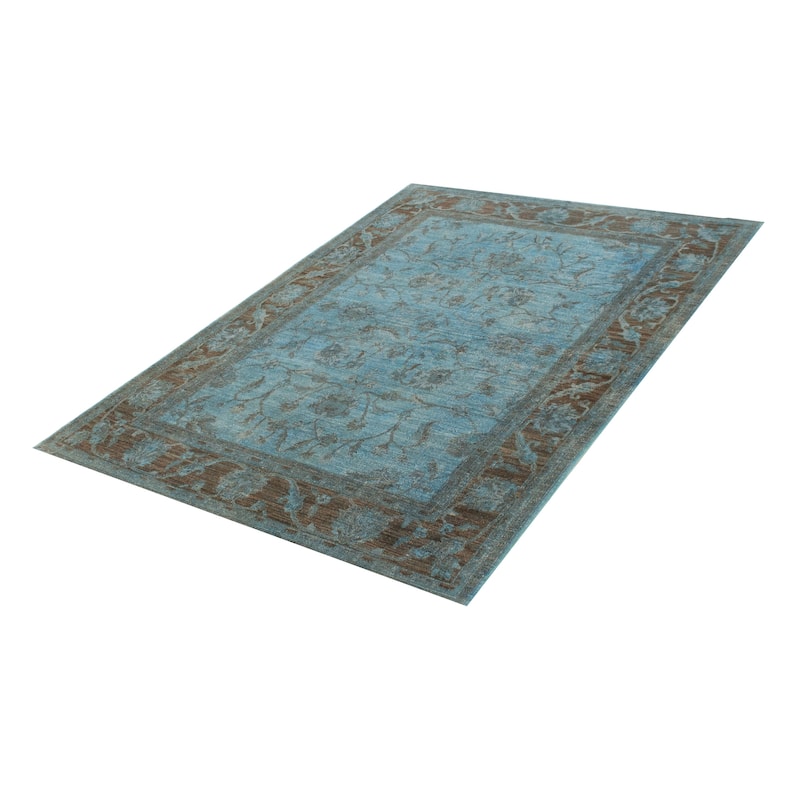 ECARPETGALLERY Hand-knotted Vibrance Blue Wool Rug - 6'4 x 8'9