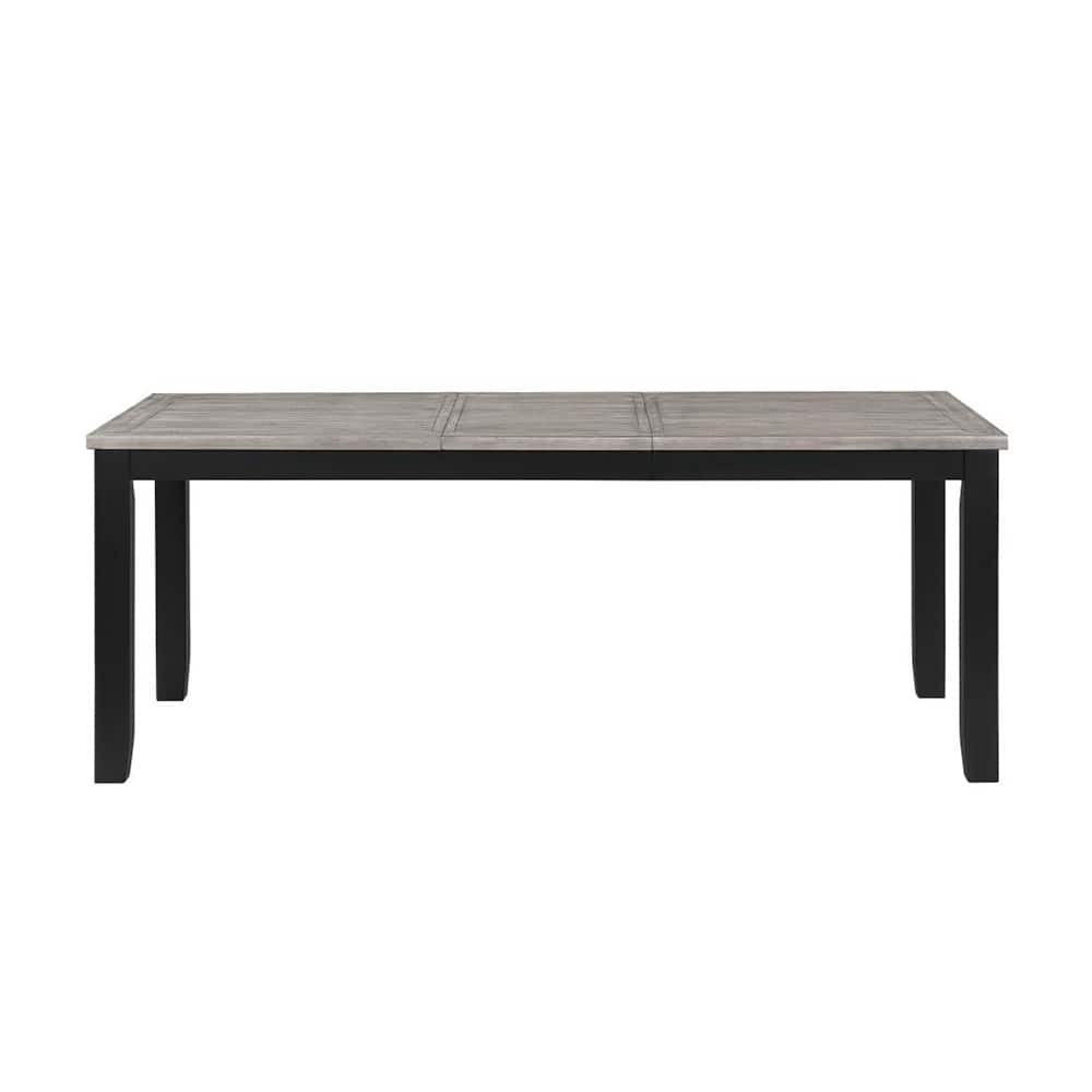 Rectangular Dining Table with Extension Leaf in Grey and Black
