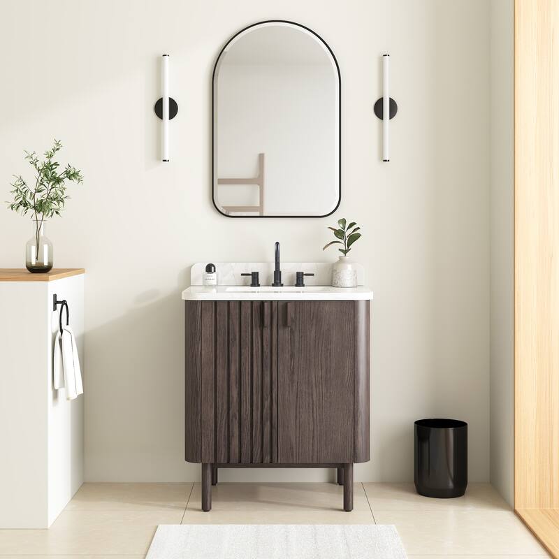 Avanity Blakely 31 in. Vanity Combo in Brown Oak finish with Calacatta Quartz Top