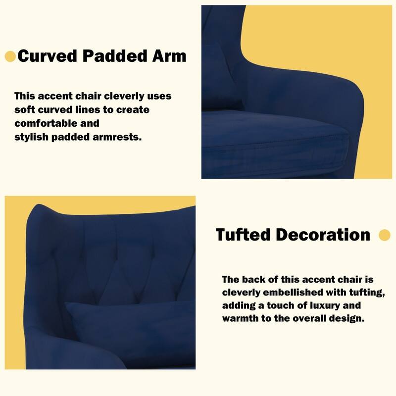 Tuft Velvet Living Room Thick Cushion Accent Chair (Set of 2)