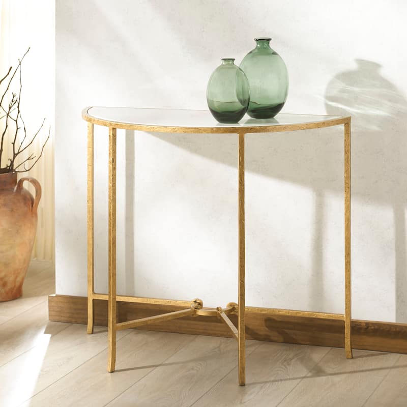 SAFAVIEH Couture Tauri Forged Metal Half Moon Console Table - 37"W x 16"D x 30"H
