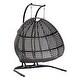 preview thumbnail 4 of 13, Double-Seat Swing Chair with Stand and Cushion