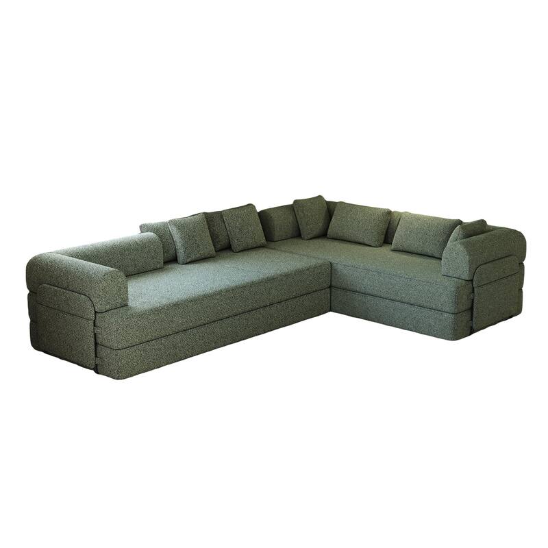 Anmytek Modern Chenille Convertible Sleeper Sofa 78.7" - 2PCS Folding Floor Couch