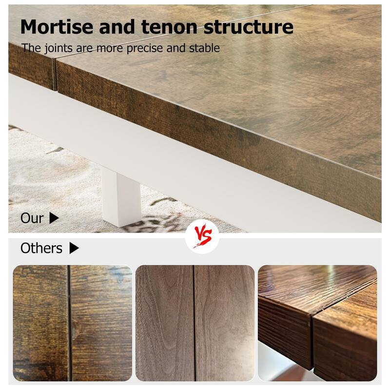 Industrial Dining Table for 6-8 People, with Metal Legs