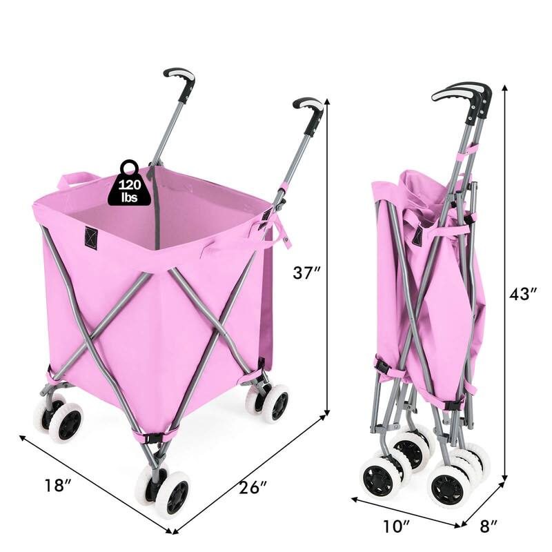 Costway Folding Shopping Cart Utility w/ Water-Resistant Removable