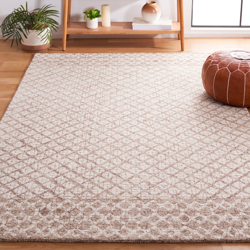 SAFAVIEH Handmade Abstract Suhad Modern Wool Rug - 3' x 5' - Ivory/Brown