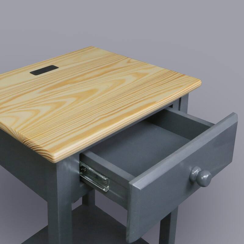 Night Owl 1-drawer Solid Wood Nightstand with USB Ports