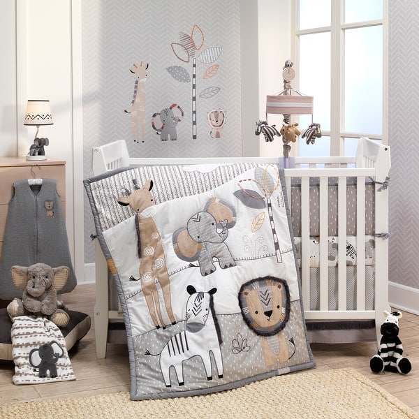 Shop Lambs Ivy Jungle Safari Gray White Elephant 4 Piece Baby