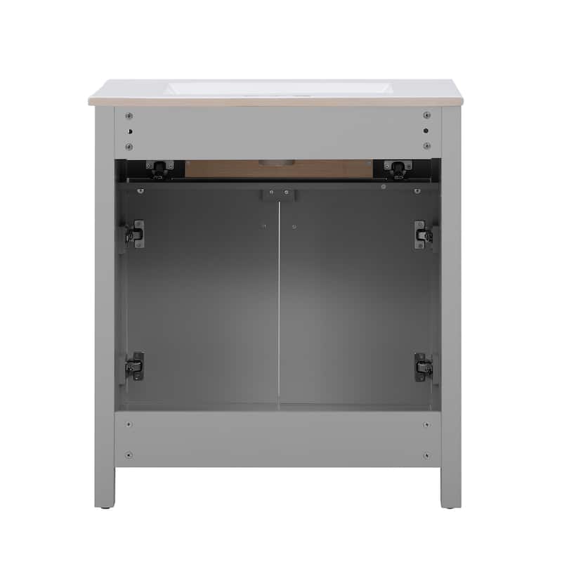 60'' Freestanding Bathroom Vanity Set with White Integrated Ceramic Sink - 60'' x 18.5'' x 34''