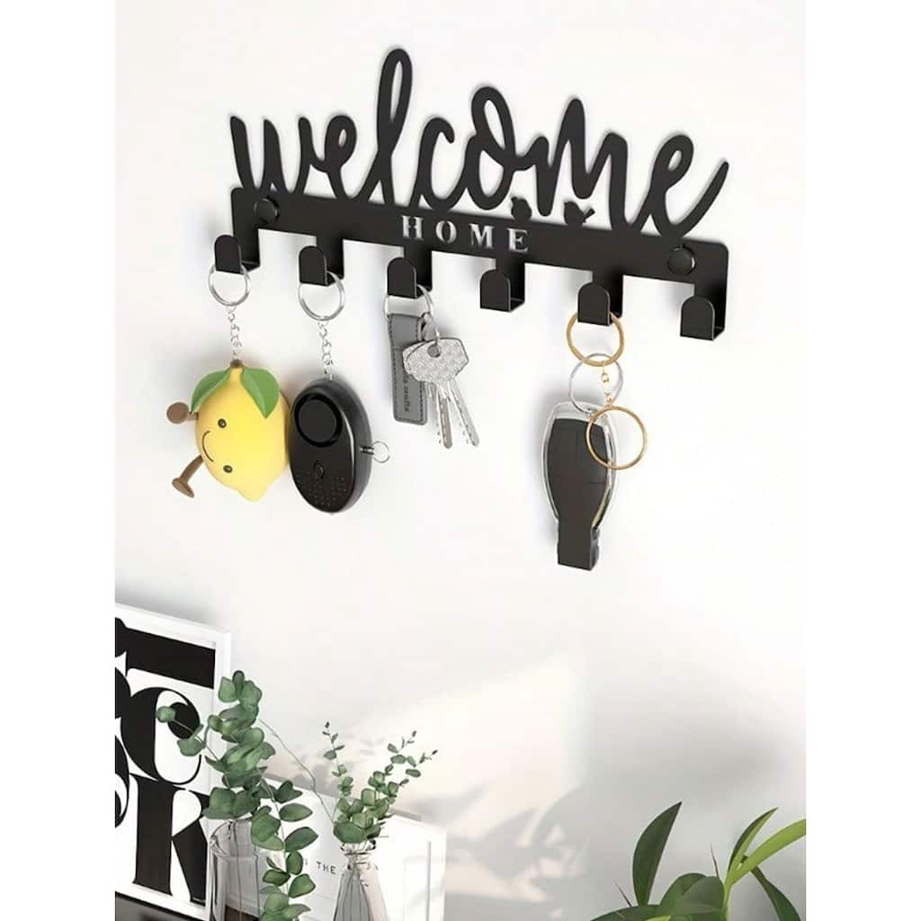 Wall-Mounted Key Holder Adhesive Hooks Sleek Storage Solution - 10.23” x 4.52”