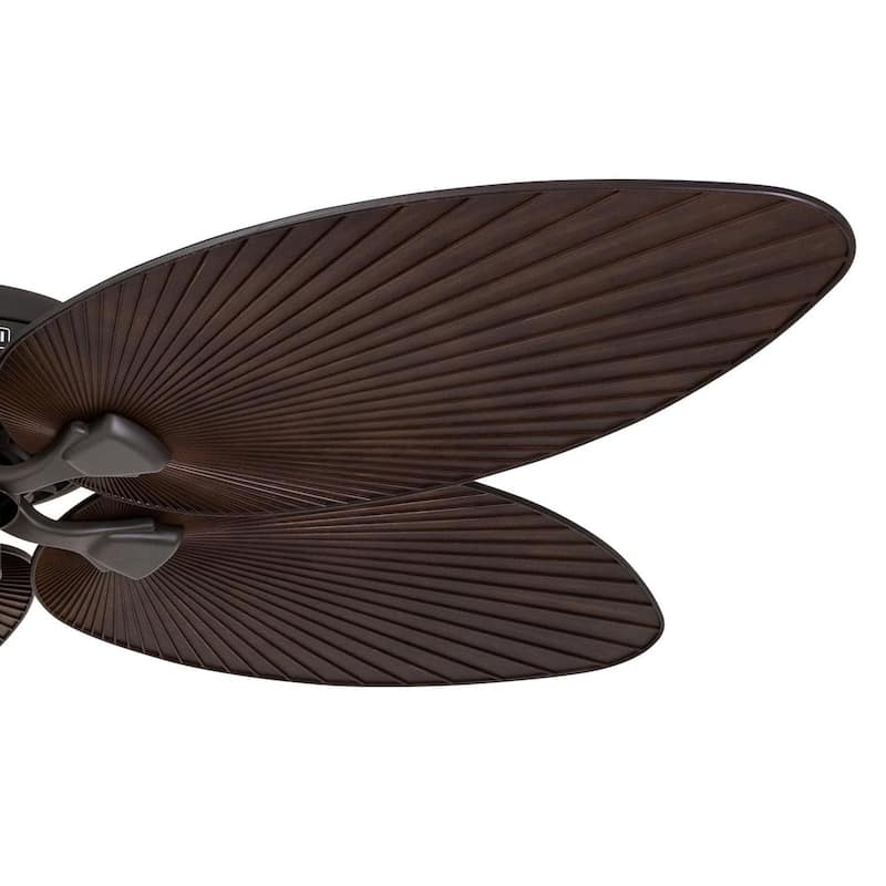 52" Honeywell Palm Island Bronze Indoor/Outdoor Ceiling Fan with Light, Pull Chain, 5 Palm Leaf Blades