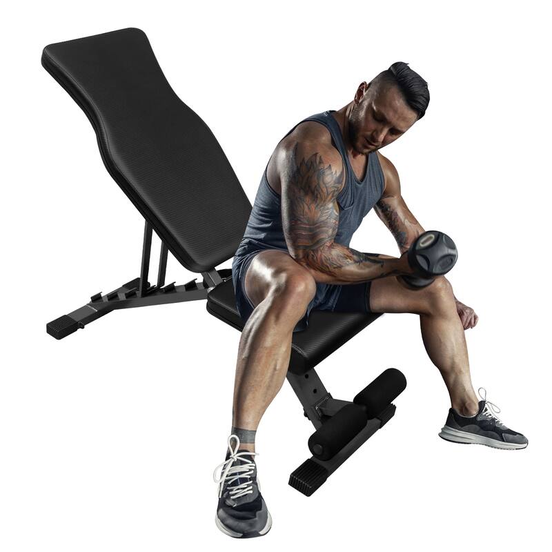 Weight Bench for Full Body Workout, Adjustable Strength Training Sit-up Chair - Black