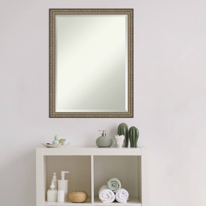 Beveled Wood Bathroom Wall Mirror - Parisian Silver Frame