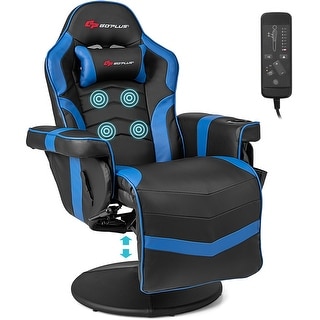 Massage Gaming Recliner Adjustable Racing Swivel Chair Blue/Black/Red