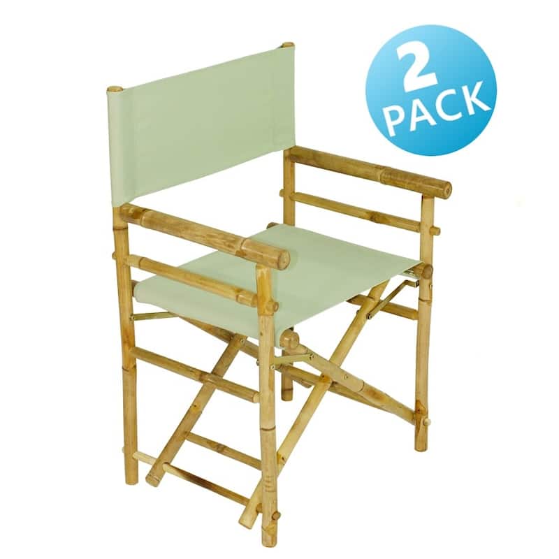 Patio Indoor Outdoor Folding Bamboo Director Chair Set of 2