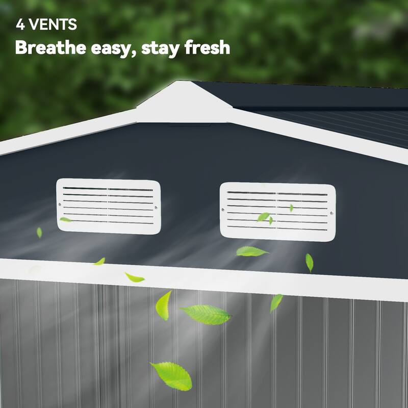 Outsunny 9' x 6' Outdoor Storage Shed, Garden Tool Metal Shed with Foundation Kit, Double Lockable Door