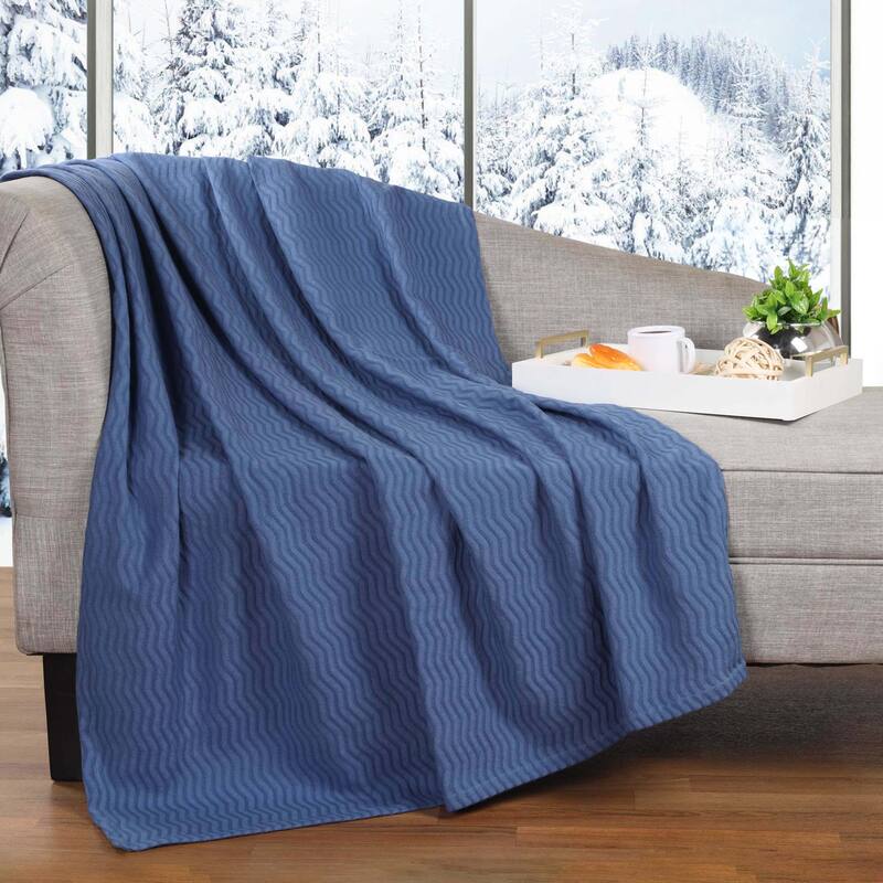 Superior Jena Cotton Textured Chevron Lightweight Woven Blanket