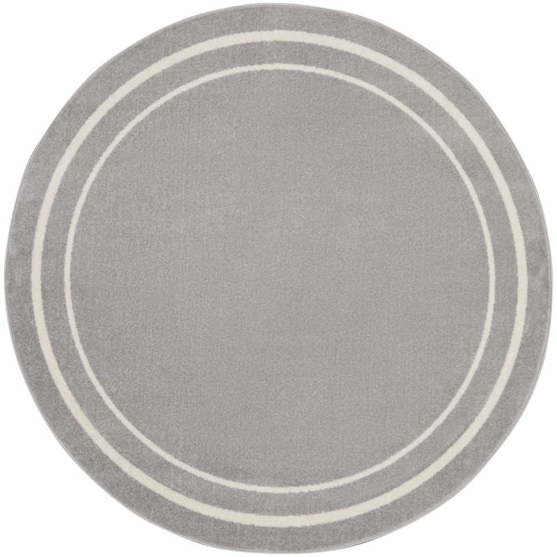 Nourison Sandy Indoor / Outdoor Solid Area Rug - 6' Round - Grey/Ivory