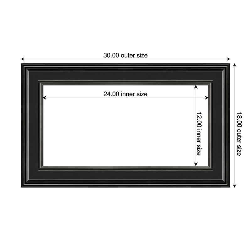 Amanti Art Ridge Black Framed Dry Erase Magnetic Board - 30 x 18 in - Ridge Black