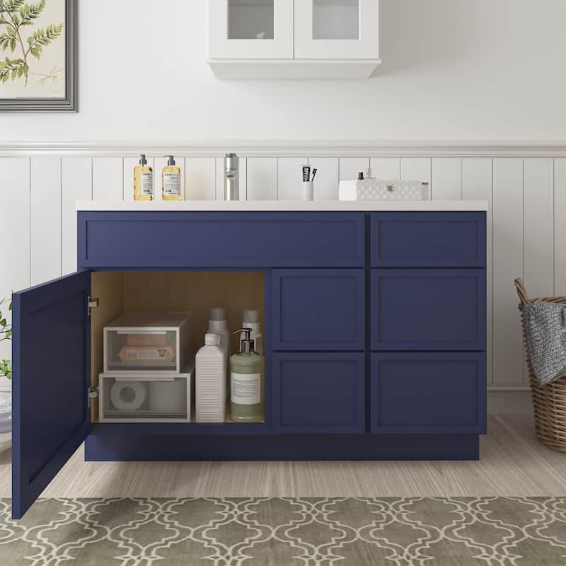 Vanity Art 51" Birch Freestanding Bathroom Vanity Cabinet without Top