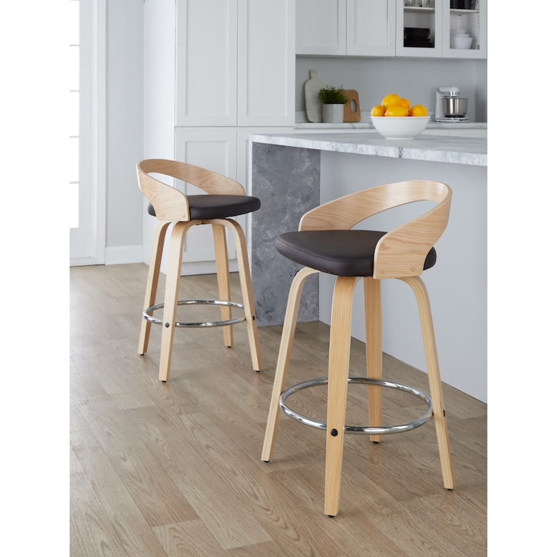 Carson Carrington Stavanger 26" Fixed-Height Counter Stool with Bent Wood Legs & Round Footrest (Set of 2)