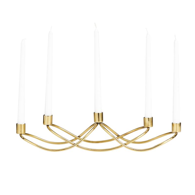 Gold Stainless Steel Metal 5 Candle Candelabra