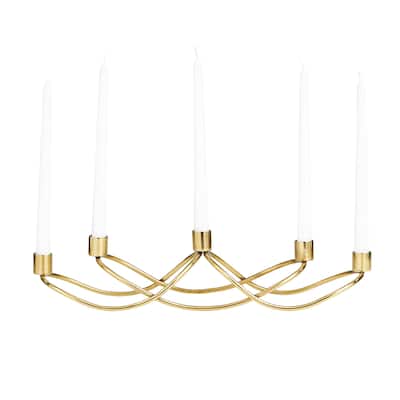Gold Stainless Steel Metal 5 Candle Candelabra