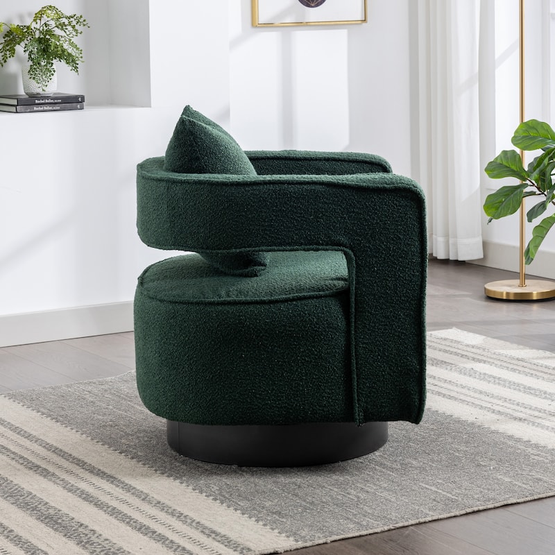 29"W Boucle Upholstered Swivel Armchair Single Sofa