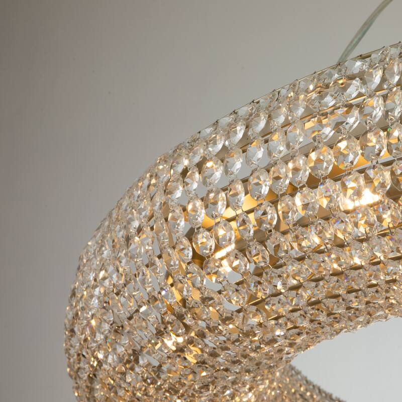 CraftHome Empire Glam Halo Soft Gold Round Crystal Chandelier for Dining Room