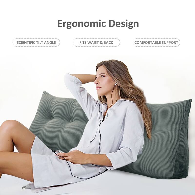 WOWMAX Headboard Reading Backrest Support Pillow Triangle Bed Cushion