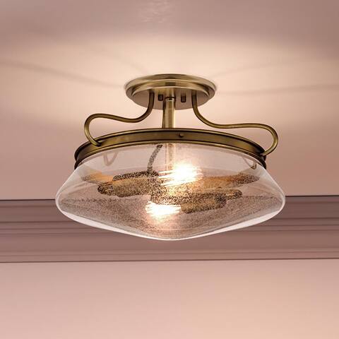 Luxury Craftsman Ceiling, 11"H x 14"W, with Vintage Style, Rustic Brass, by Urban Ambiance - 11.00"H x 14.00"W x 14.00"Dep