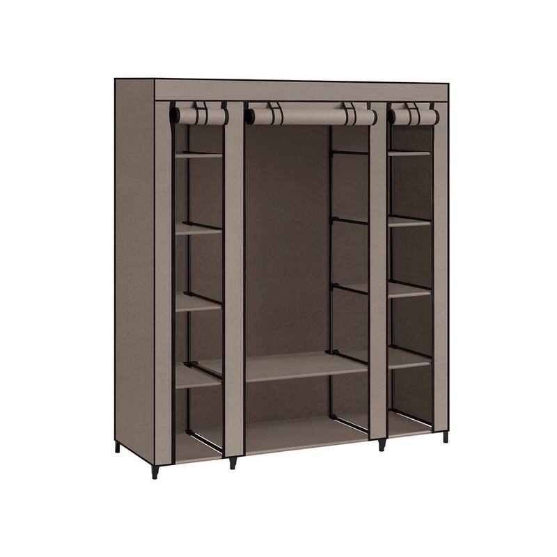59" Freestanding Clothes Storage Wardrobe with Shelves and Rod Non-Woven Fabric Closet Organizer - 59" x 17.7" x 69" - Taupe