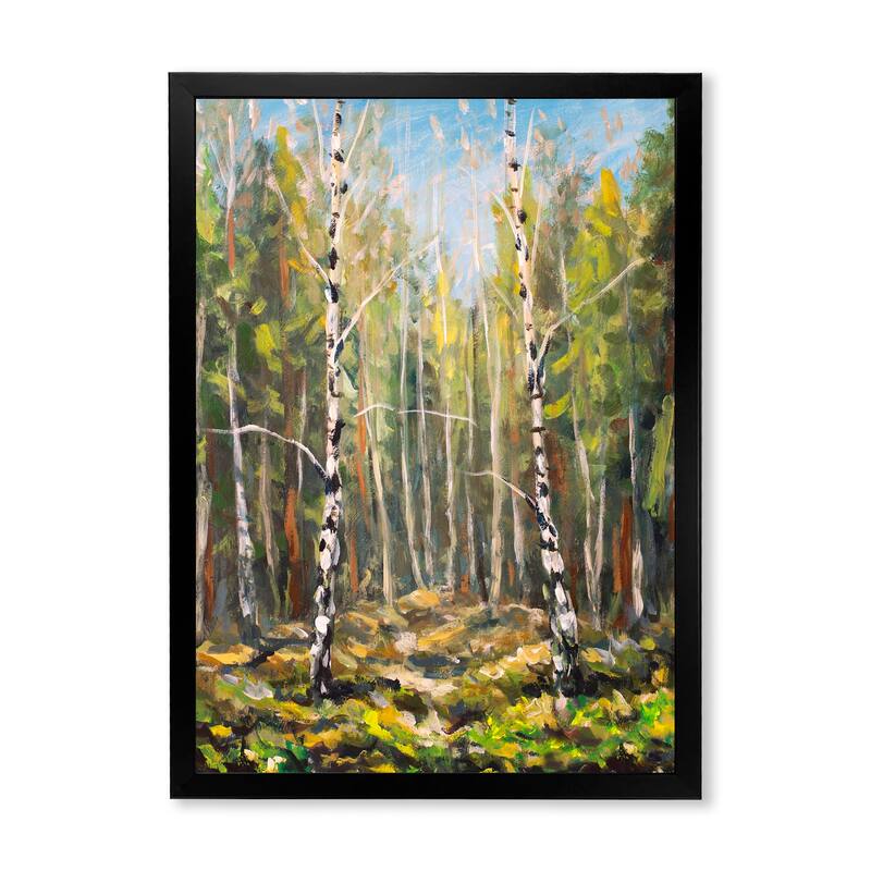 Designart "Green Forest Wood Landscape" Traditional Framed Wall Art